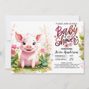 Smågrisarnas Garden Farm Baby Shower Inbjudningar