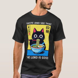 Smaka och Se att Herren är God Ramen Katt T Shirt