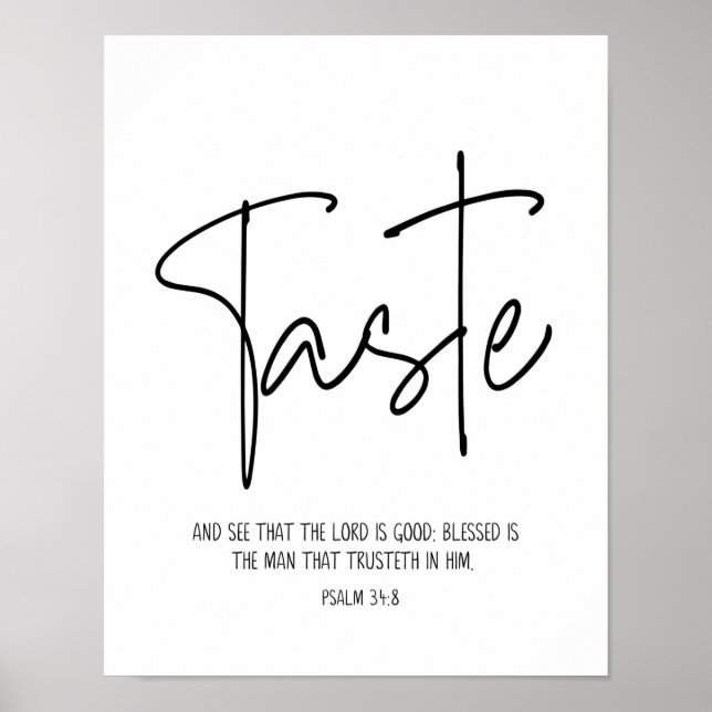 Smaka och se, Psalm 34:8, Skript, modern Poster (Framsidan)
