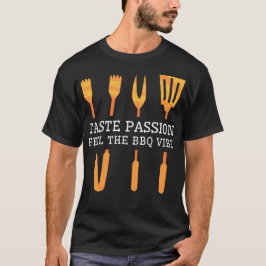 Smaka passionen känner BBQ Vibe Golden Grill Verkt T Shirt