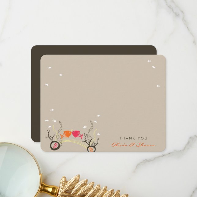 Smakande fiske och korallfiske Havsbottenbröllop Tack Kort (Fram/Back In Situ)