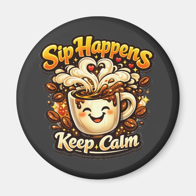 Smakar Bra Håll Lugnet Roligt Citat För Kaffeälska Magnet (Framsidan)