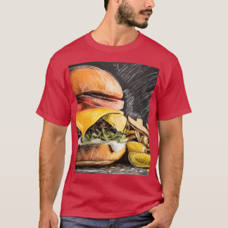 Smakar en saftig ostburgare med färska grönsaker p t shirt