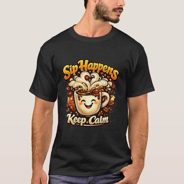 Smakar Händer Håll Dig Lugna Roligt Citat För Kaff T Shirt (Framsida)