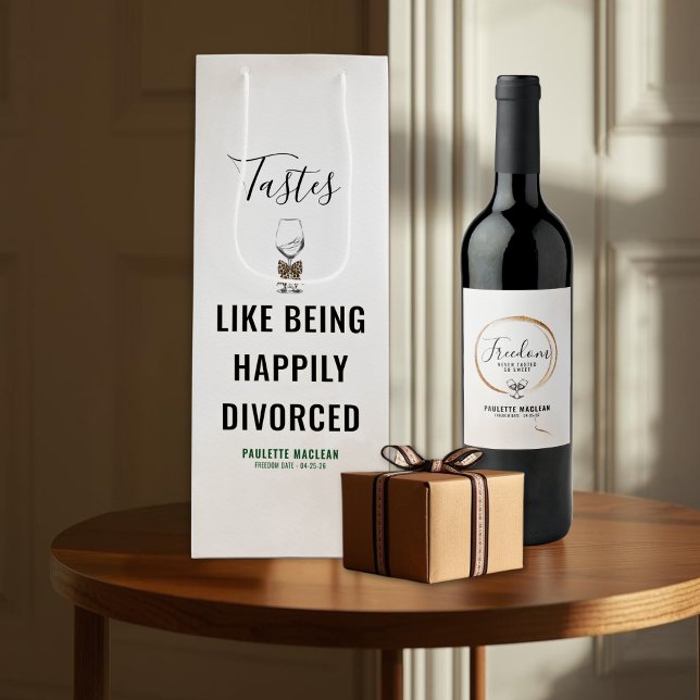 Smakar Som Att Vara Lyckligt Skild Vinpresentpåse (Divorce Theme Wine Bottle Gift Bag)