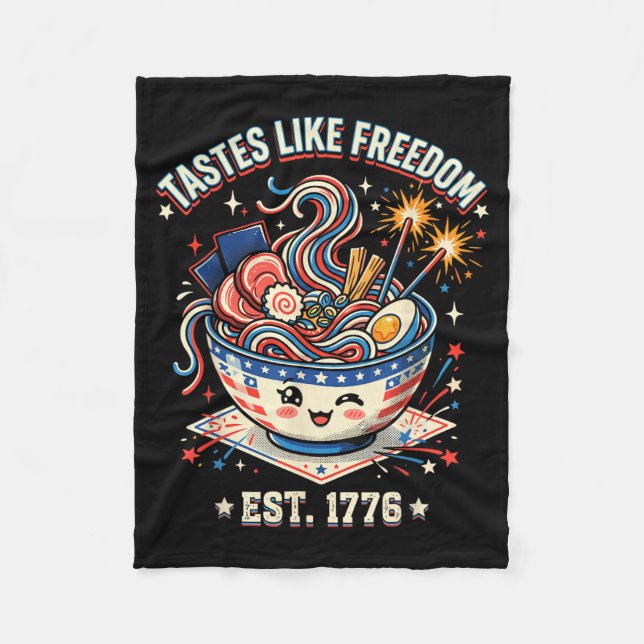 Smakar som frihet 4 juli 1776 Patriotisk Fleecefilt (Framsidan)