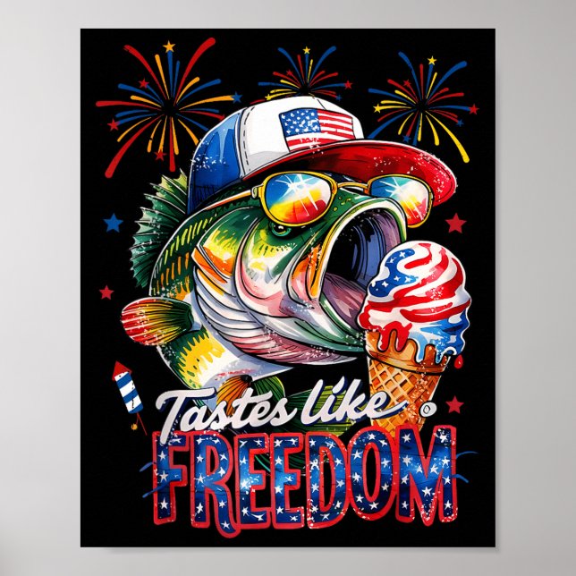 Smakar Som Frihet B Fiske Rolig 4:e Juli Mig Poster (Framsidan)