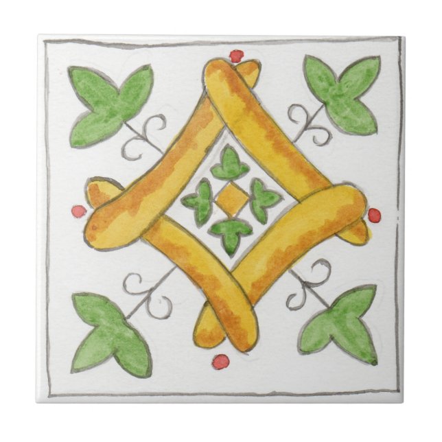 Småkeramiskt sicilianinspirerat "Napola" Kakelplatta (Framsidan)