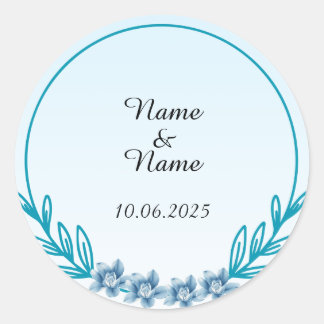 Smaketiketter av bröllop runt klistermärke