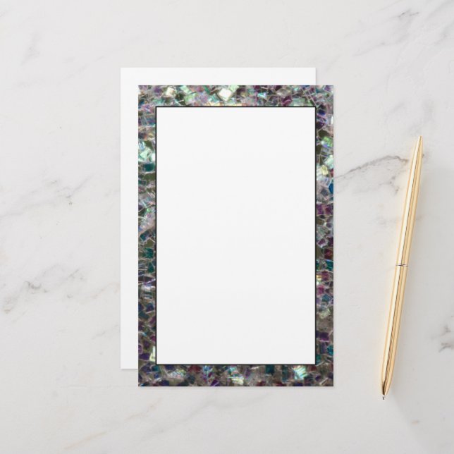 Smakfärgad mosaik i silver brevpapper (Fram/Back In Situ)