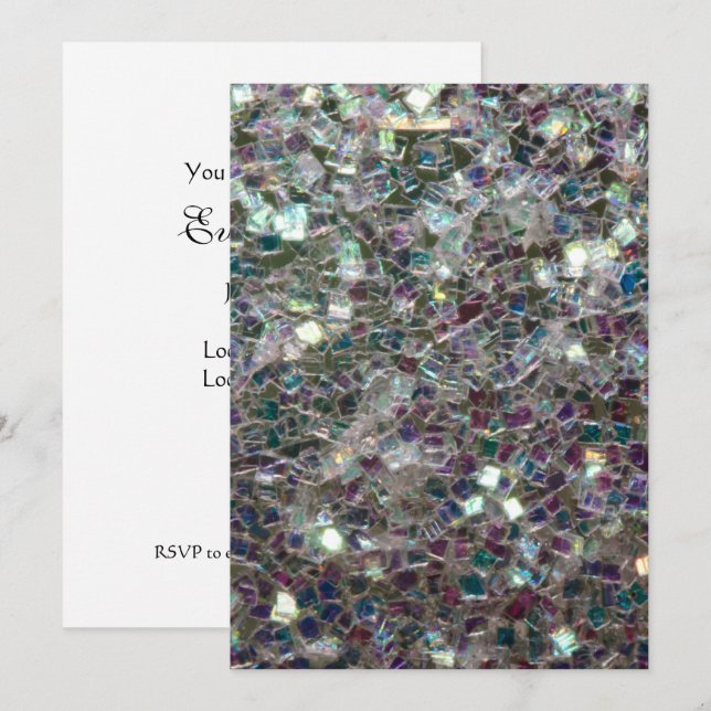 Smakfärgad mosaik i silver inbjudningar (Fram/baksida)