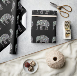 Smakfärgad silver-mosaik Elephant mönster Presentpapper