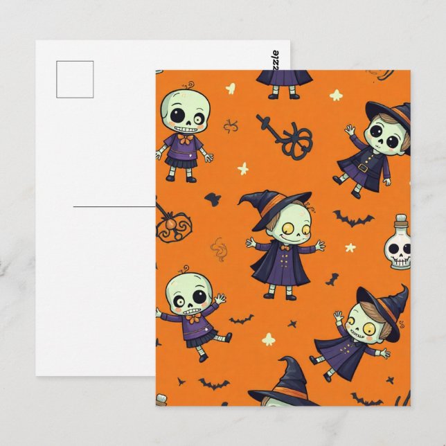Smakfull halloween-kudde - Rakt festlig Vykort (Fram/baksida)