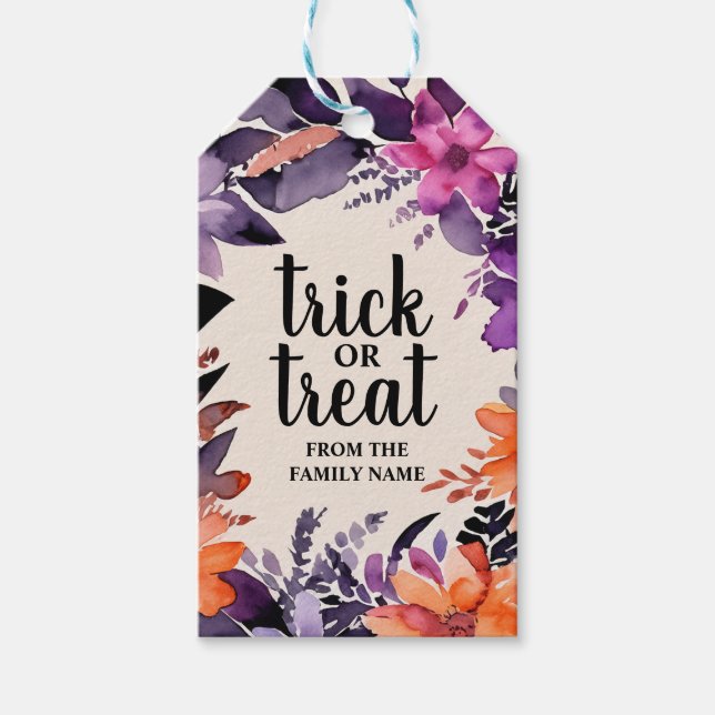 Smakfull Halloweenkrans Kollektion med Spöklik Ele Presentetikett (Framsidan)