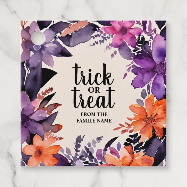 Smakfull halloweenkrans - spöklik elegans blommig  gåvor etiketter (Framsida)