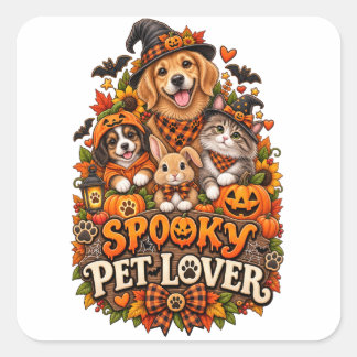 Smakfull kärlek till husdjur Halloween-söt hund ka Fyrkantigt Klistermärke