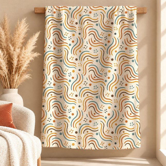 Smakfull Mustang Koppar Boho Regnbåge Filttyg Kons Fleecefilt (Stunning Mustard Copper Boho Rainbow Blanket Art)