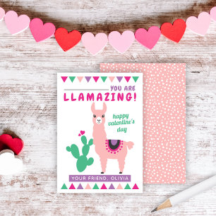 Smakfull rosa lama flickor klassrum Alla hjärtans  Visitkort