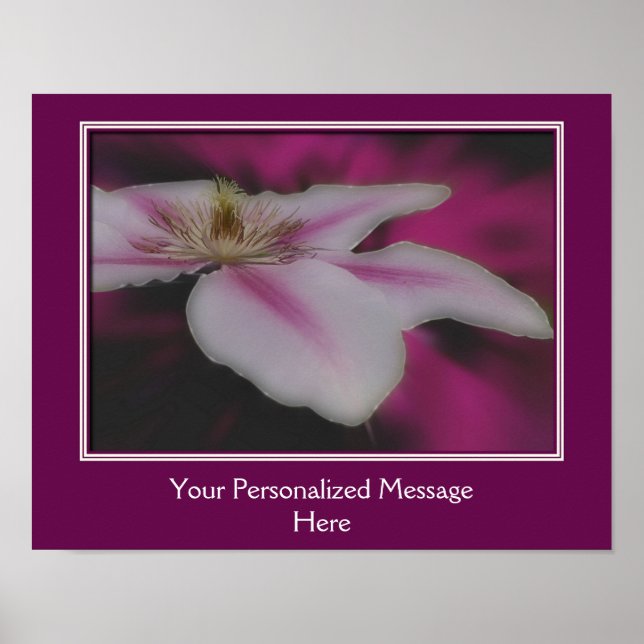 Smakfull vit klematisblomma personlig poster (Framsidan)