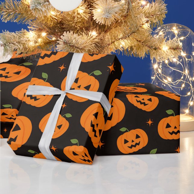 Smakfullt Halloween-mönster med pumpa Presentpapper (Helgdagar)