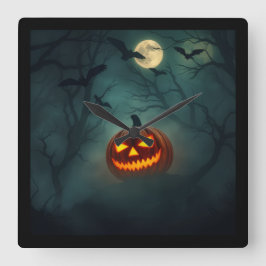 Smakfullt Skräckinjagande – Ultimat Haunted Design Fyrkantig Klocka