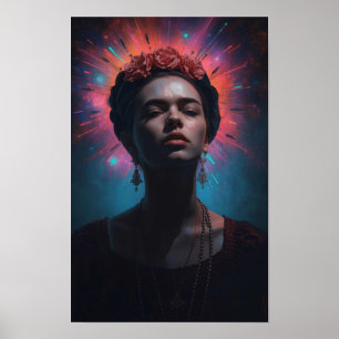 Smakfullt Surrealistiskt Kosmiskt Porträtt Mörkt Poster