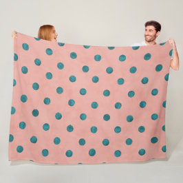 Smaklig färgning av Rosa och blå polka dots Fleecefilt