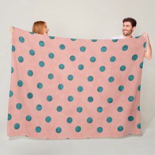 Smaklig färgning av Rosa och blå polka dots Fleecefilt