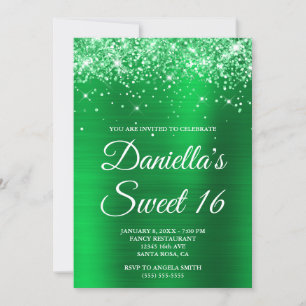 Smaklig glittery Bright Grönt Foil Sweet 16 Inbjudningar