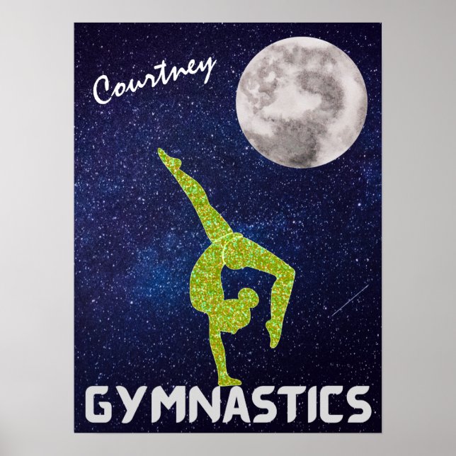 Smaklig gymnast i rymden vid Måne Poster (Framsidan)