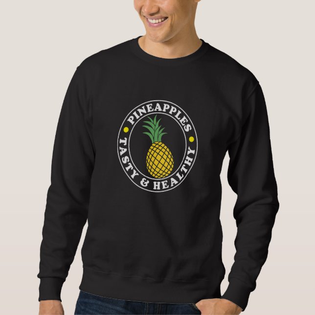 Smaklig Hälsosam Ananas Exotiska Frukter Vitaminer Lång Ärmad Tröja (Framsida)