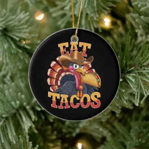Smaklig kalkon äter tacos Rolig mexikan  Julgransprydnad Keramik