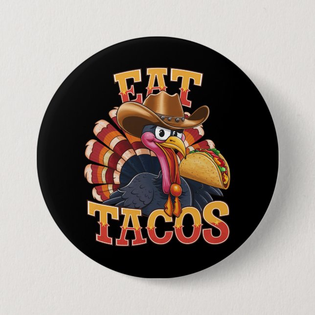 Smaklig kalkon äter tacos  Rolig mexikan  Knapp (Framsida)