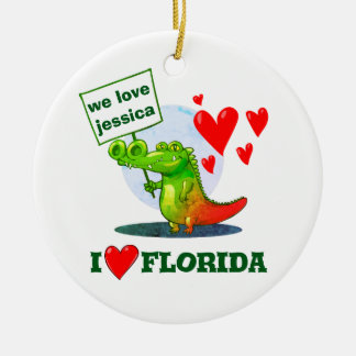 Smaklig krokodil lustig tecknad i kärlek florida julgransprydnad keramik