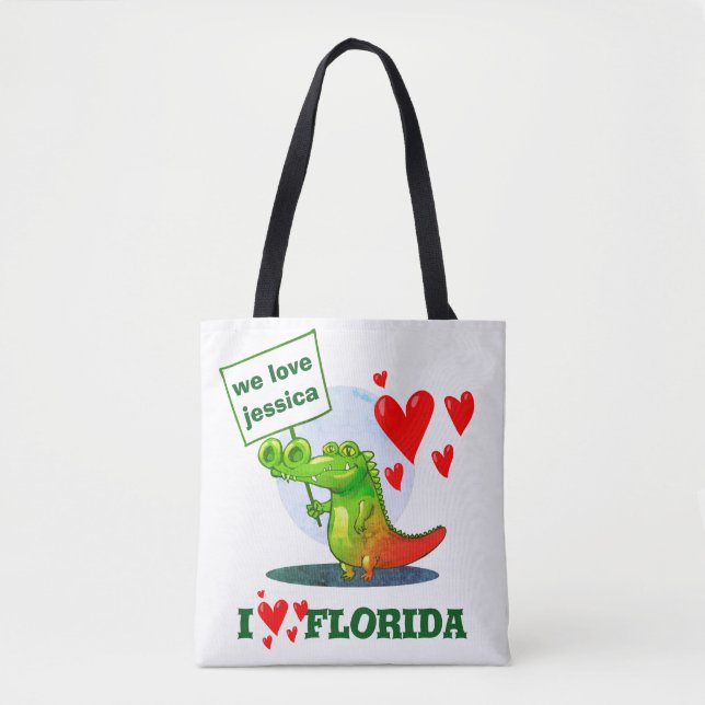 Smaklig krokodil lustig tecknad i kärlek florida tygkasse (Framsida)