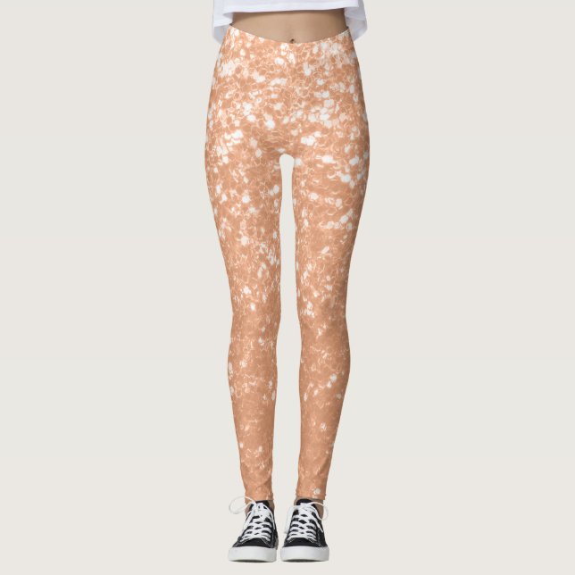 Smaklig persika faux sparkles färg år 2024 leggings (Framsida)