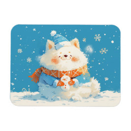 Smaklig Samojedhund med Mini Snömannen Magnet