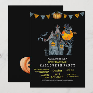 Smaklig söt vatten färg-familjen Halloween fest Inbjudningar