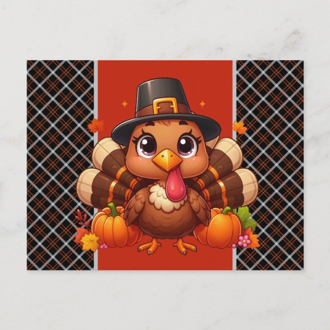 Smaklig Thanksgiving-kalkon  Helg Vykort (Framsida)