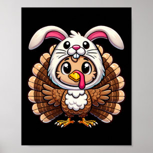 Smaklig Thanksgiving Kalkon i kanin dräkt Roligt Poster