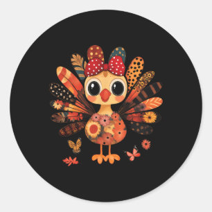 Smaklig Thanksgiving Kalkon Söt Coquette Slöja Fli Runt Klistermärke