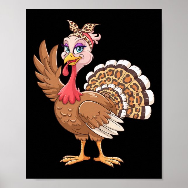 Smaklig Thanksgiving Kvinnor Flicka Leopard Höst F Poster (Framsidan)