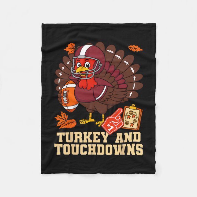Smaklig Thanksgiving-kyckling och touchdowns fotbo Fleecefilt (Framsidan)