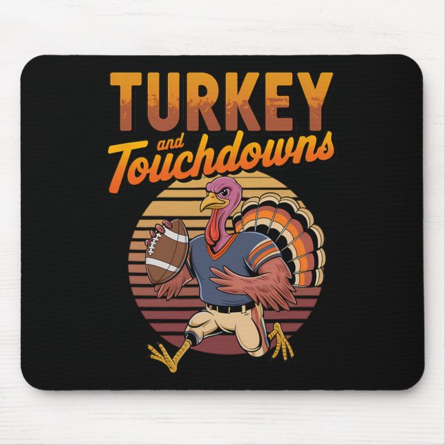 Smaklig Thanksgiving och touchdowns fotboll män ba Musmatta (Framsidan)