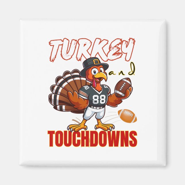 Smaklig Thanksgiving och touchdowns Rollig fotboll Magnet (Framsidan)
