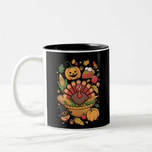 Smaklig Thanksgiving paj för familjen på hösten Två-Tonad Mugg