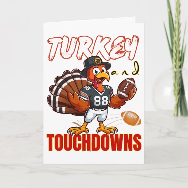 Smaklig Thanksgiving-turkey och touchdowns Rollig  Kort (Framsida)