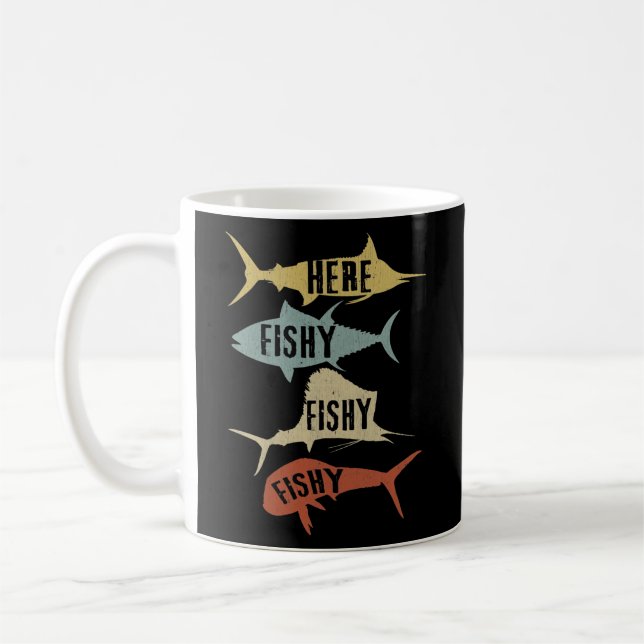 Smaklig Vintage Saltwater som fiskar här Fiskfiske Kaffemugg (Vänster)