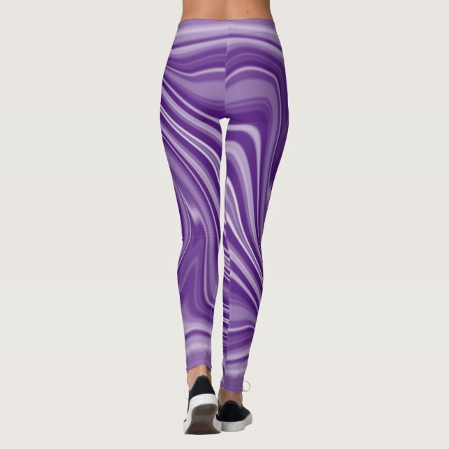Smaklig vit, svart, suddig Spiral-effekt Le Leggings (Baksida)