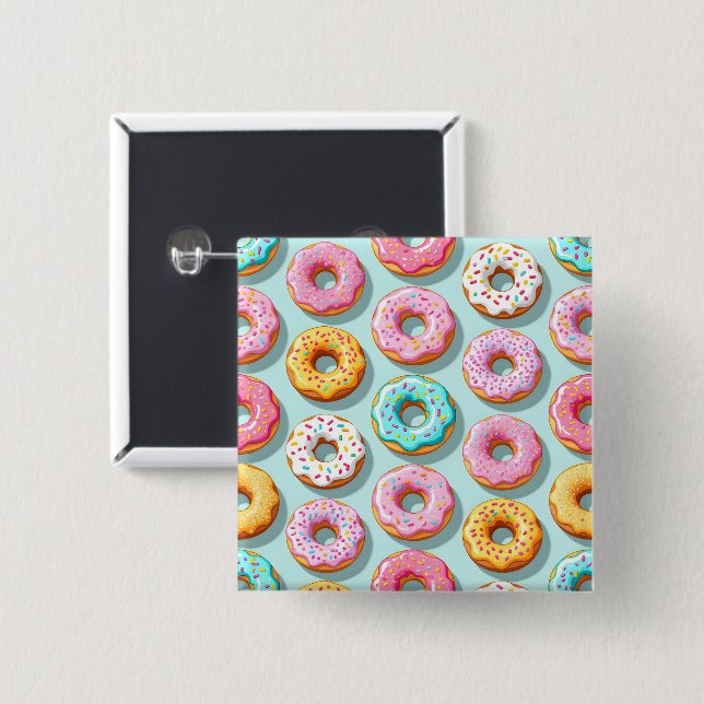 Smakliga creamdonuts blå knapp (Framsida & baksida)